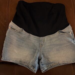 Maternity Jean Shorts Crisscross Low Back
